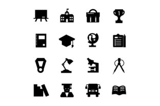 Enhancing Digital Education: A Guide to the School College Icon Set and Solid Black Silhouette Vectors