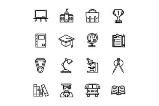 School College Icon Set: Clean Outline Style