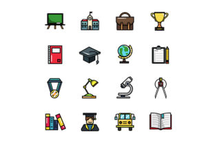 School College Icon Set - Full Color: Enhancing Educational Design with Professional Vector Graphics